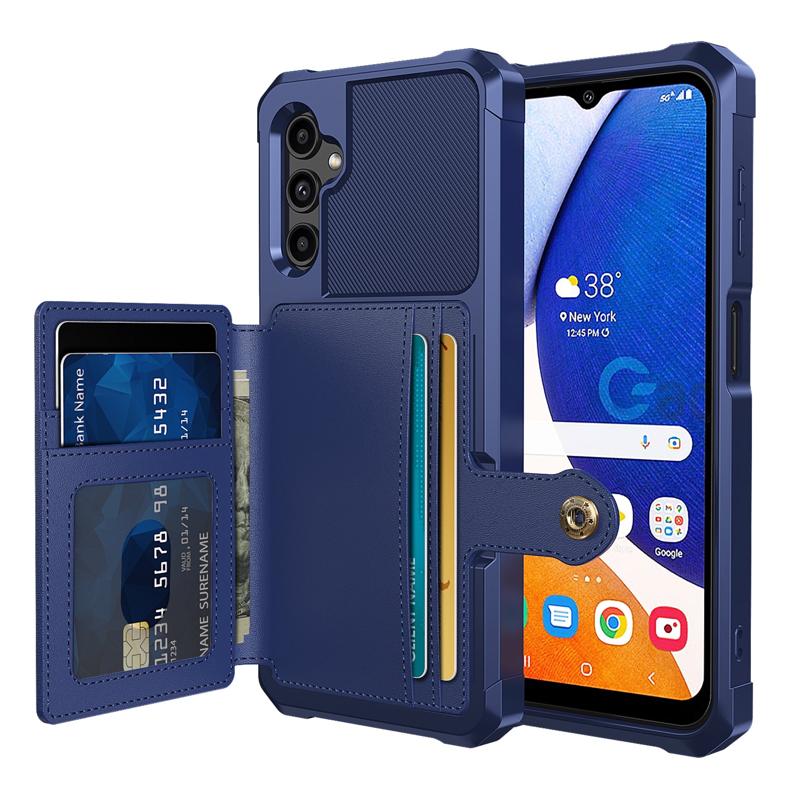ZM03 for Samsung Galaxy A14 5G A14 4G Fall Protection PU Leather Coated TPU Case Card Holder Kickstand Phone Cover with Magnetic Metal Sheet ZM03 for Samsung Galaxy A14 5G A14 4G Fall Protection PU Leather Coated TPU Case Card Holder Kickstand Phone Cover with Magnetic Metal Sheet